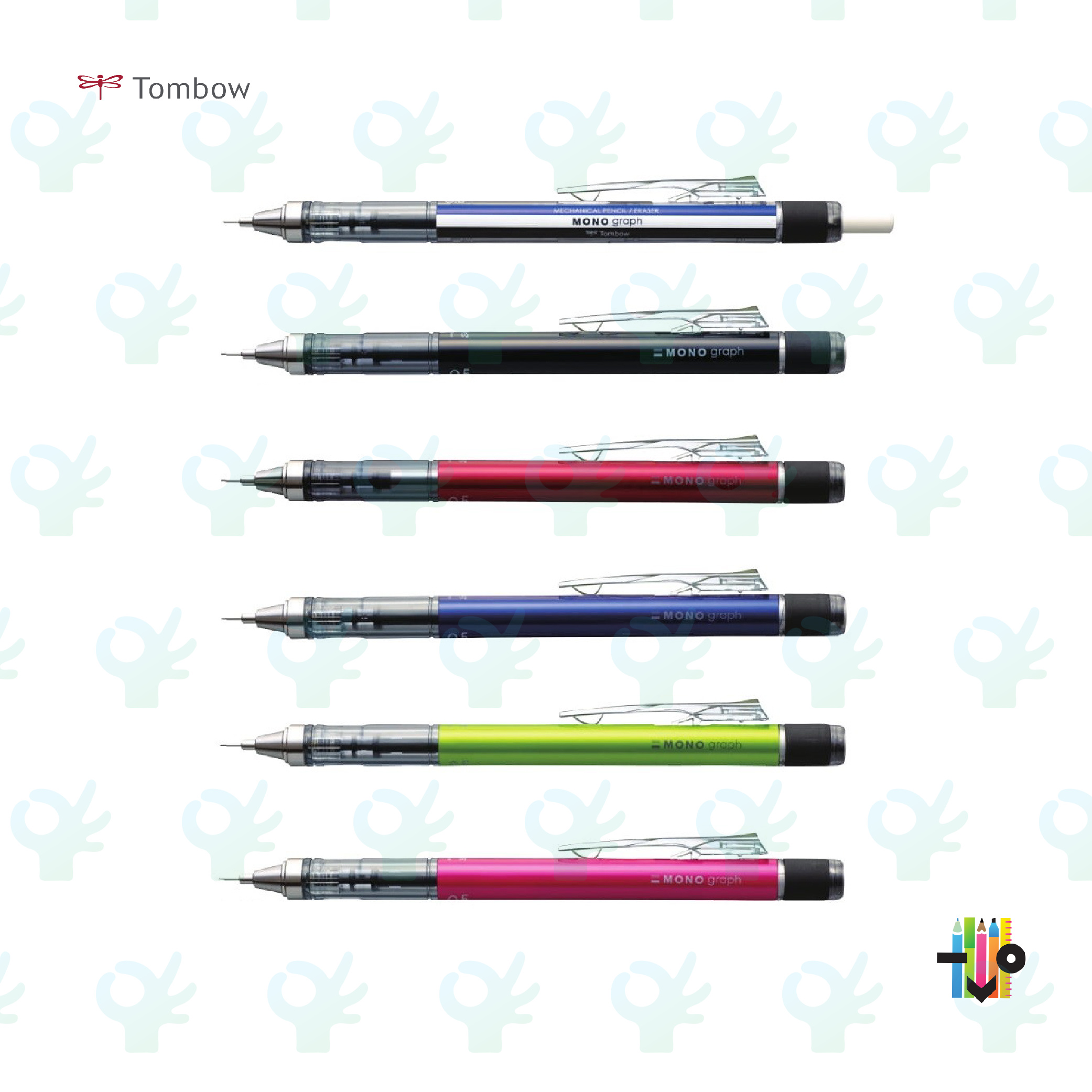 Tombow Monograph Mechanical Pencil 0.3MM (Standard/Black/Red/Blue/Lime/Pink)